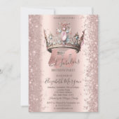 Princess Crown Rose Gold Sparkle Diamonds 40. Einladung (Vorderseite)