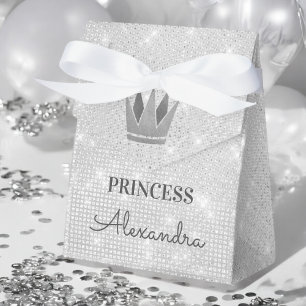 Princess Crown Rose Silver Sparkle Geschenkschachtel