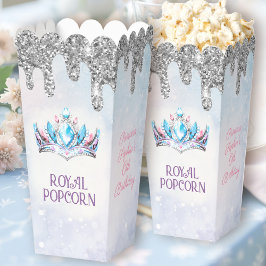 Princess Crown Silver Glitzer Birthday Popcorn Geschenkschachtel