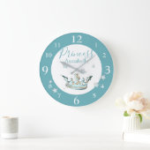 Princess Crown und Name des aquamarinen und Gold G Große Wanduhr (Zuhause)