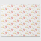 Princess Crown Wand Pink Little Girl Geburtstag Geschenkpapier (Flach)