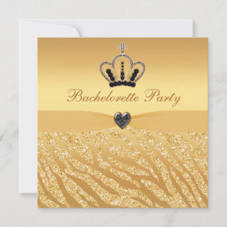 Princess Crown & Zebra Glitzer Print Bachelorette Einladung