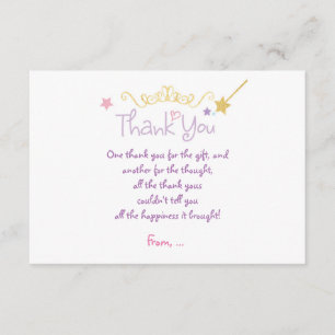 PRINCESS Custom Geburtstagsparty DANK CARD Dankeskarte
