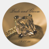 Princess Cut Diamond Ring Gastgeschenk Hochzeit Ta Runder Aufkleber (Vorderseite)