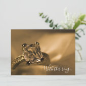 Princess Cut Diamond Verlobung Ring Wedding Einladung (Stehend Vorderseite)