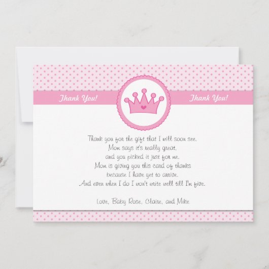 Princess Dankeschön Kartenbeweis Mitteilungskarte (Vorderseite)