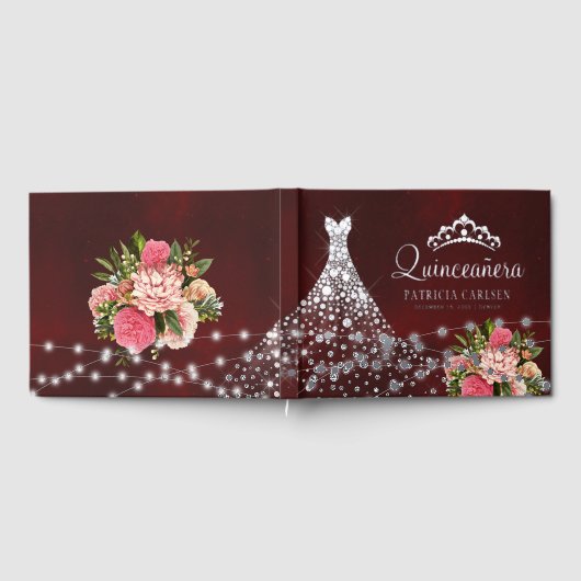 Princess Diamant Kleid Silber-Folie Quinceanera Gästebuch (Voll)