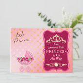 Princess Diamond Gold Tiara Pink Baby Dusche Einladung (Stehend Vorderseite)