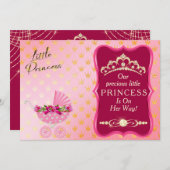 Princess Diamond Gold Tiara Pink Baby Dusche Einladung (Vorne/Hinten)