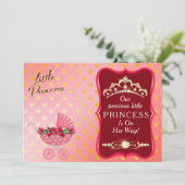 Princess Diamond Gold Tiara Red Baby Dusche Einladung (Stehend Vorderseite)