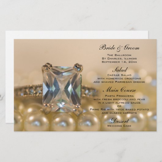 Princess Diamond Ring and Pearls Wedding Menu (Vorne/Hinten)