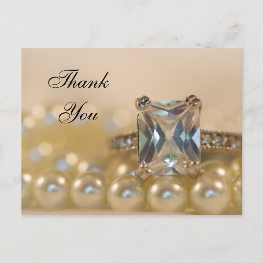 Princess Diamond Ring and Pearls Wedls Vielen Dank Postkarte (Vorderseite)