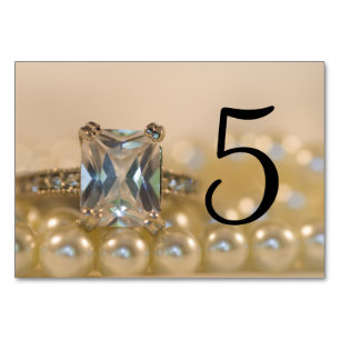 Princess Diamond Ring Pearls Hochzeit Tischnummern