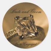 Princess Diamond Ring Verlobung Umschlag Aufkleber (Vorderseite)