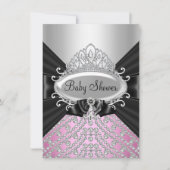 Princess Diamond Tiara & Bow Baby Shower laden ein Einladung (Vorderseite)