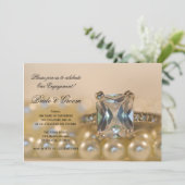 Princess Diamond und White Pearls Engagement Party Einladung (Stehend Vorderseite)