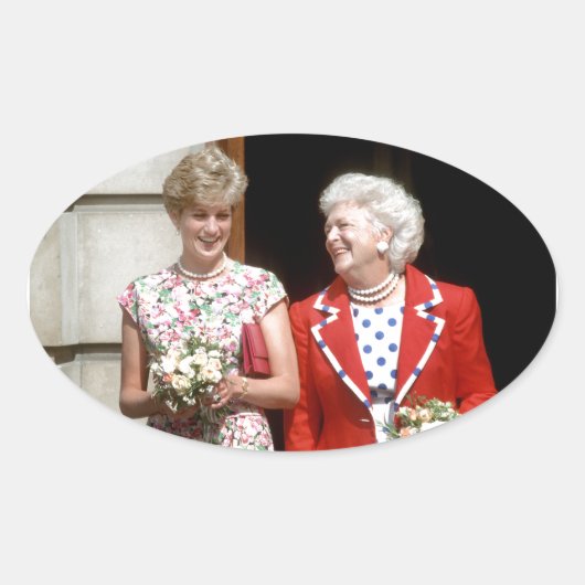 Princess Diana-Barbara Bush Ovaler Aufkleber (Vorderseite)