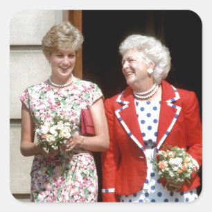 Princess Diana-Barbara Bush Quadratischer Aufkleber