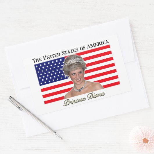Princess Diana USA Flag Rechteckiger Aufkleber (Umschlag)