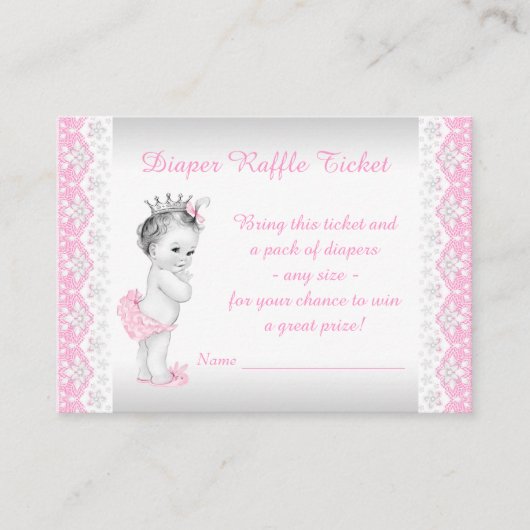 Princess Diaper Raffle Ticket Begleitkarte (Vorderseite)