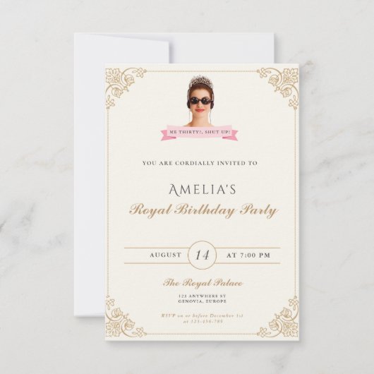 Princess Diaries 30. Geburtstag Milenial Einladung (Vorderseite)