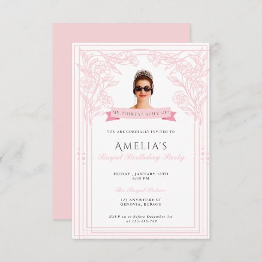 Princess Diaries 30th Birthday milenial Einladung (Vorne/Hinten)