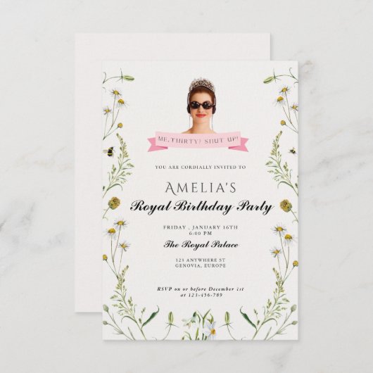 Princess Diaries 30th Birthday milenial Einladung (Vorne/Hinten)