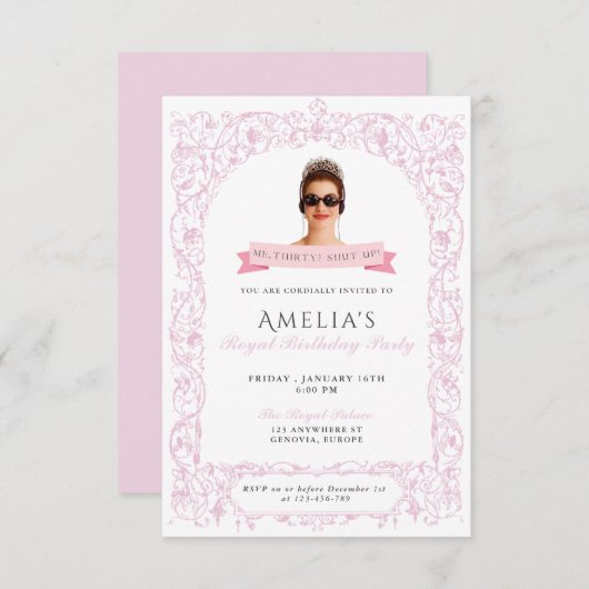 Princess Diaries 30th Birthday milenial Einladung (Vorne/Hinten)