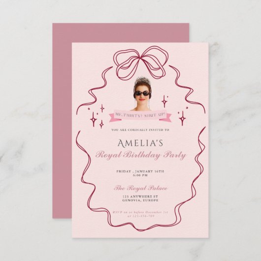 Princess Diaries 30th Birthday milenial Einladung (Vorne/Hinten)