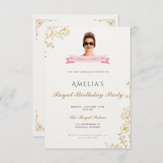 Princess Diaries 30th Birthday milenial Einladung (Vorne/Hinten)