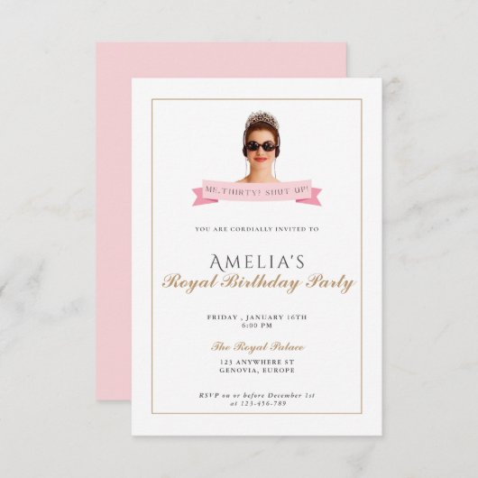 Princess Diaries 30th Birthday milenial Einladung (Vorne/Hinten)