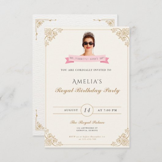 Princess Diaries 30th Birthday milenial Einladung (Vorne/Hinten)