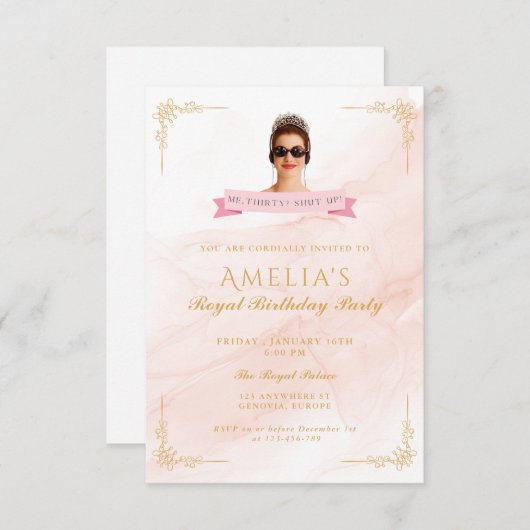 Princess Diaries 30th Birthday milenial Einladung (Vorne/Hinten)