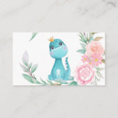 Princess Dinosaur Peony Diaper Raffle Baby Dusche Visitenkarte (Rückseite)