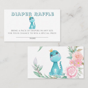 Princess Dinosaur Peony Diaper Raffle Baby Dusche Visitenkarte