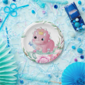 Princess Dinosaur Pink Peonies Baby Dusche Pappteller (Party)