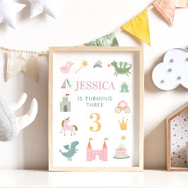 Princess Dragon Castle Birthday Kinderzimmer Poste Poster