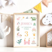 Princess Dragon Castle Birthday Kinderzimmer Poste Poster