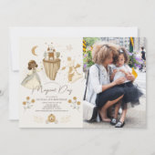 Princess Dragon Fairytale Dark Skin Birthday Foto Einladung (Vorderseite)