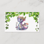 Princess Dragon Floral Girl Babydusche Visitenkarte (Rückseite)