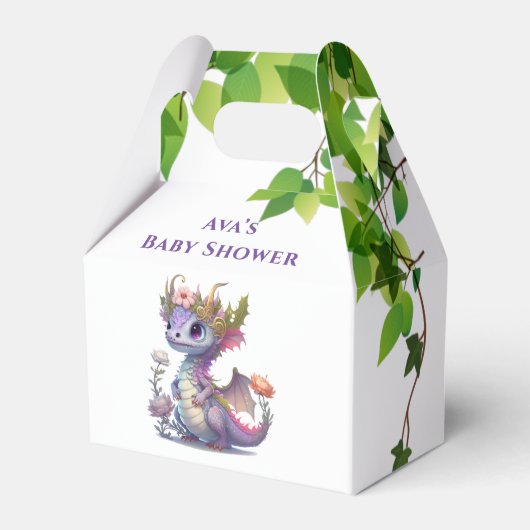 Princess Dragon Florals Girl Babydusche Geschenkschachtel (Vorderseite)