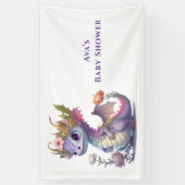 Princess Dragon mit Florals Girl Baby Dusche Banner (Vertikal)