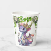 Princess Dragon mit Florals Girl Baby Dusche Pappbecher (Rückseite)