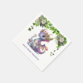 Princess Dragon mit Florals Girl Baby Dusche Serviette (Ecke)