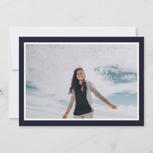 Princess Dress and White Roses Royal Blue Foto Save The Date (Rückseite)