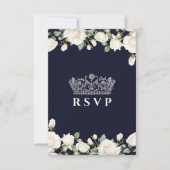 Princess Dress Blue Quinceanera Menüoptionen RSVP Karte (Vorderseite)