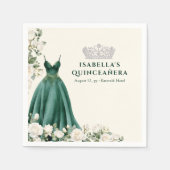Princess Dress Emerald Green und Cream Floral Serviette (Vorderseite)