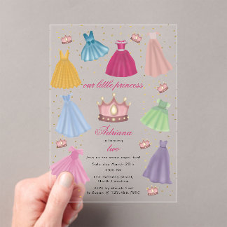 Princess Dress Fairytale Little Girl Geburtstag Acryleinladungen