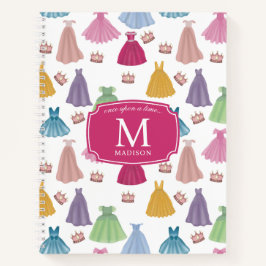 Princess Dress Fairytale Little Girl Monogram Notizblock