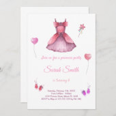 Princess Dress Geburtstagsveranstaltung Einladung (Vorne/Hinten)